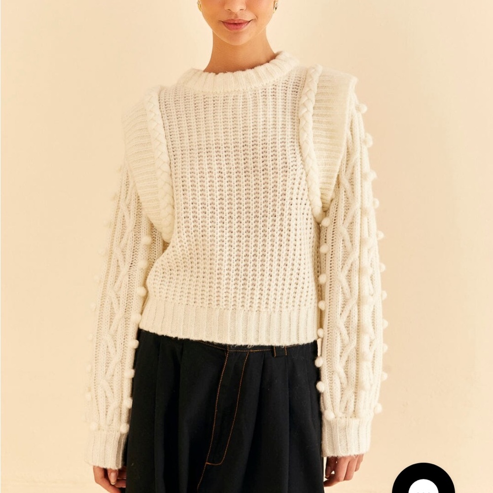 Farm Rio Braided Sweater XXS Off-White